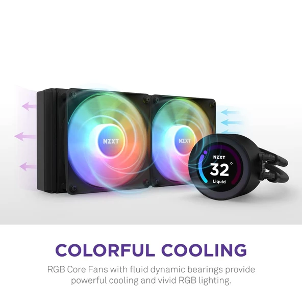 NZXT KRAKEN ELITE RL-KR28E-B1 RGB AIO LCD DISPLAY 280MM INTEL(1700P/1851P)  AMD UYUMLU SIVI SOGUTUCU - Resim 4