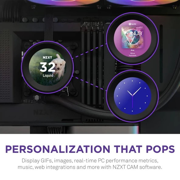 NZXT KRAKEN ELITE RL-KR28E-B1 RGB AIO LCD DISPLAY 280MM INTEL(1700P/1851P)  AMD UYUMLU SIVI SOGUTUCU - Resim 2