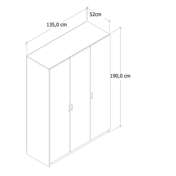 ALİRA 135 CM 3 KAPAKLI GARDIROP ANTRASİT - 5