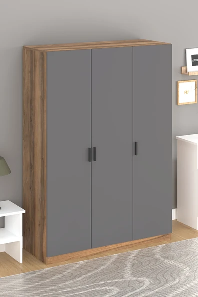 ALİRA 135 CM 3 KAPAKLI GARDIROP ANTRASİT - 4