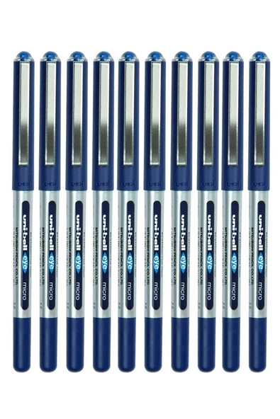 Mavi Pilot Kalem 10 Adet Uniball Eye Mikro 0.5 mm Roller Pilot Kalem Ub-150 Roller Uçlu Likit Mürekkepli Pilot Kalem