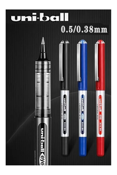 Kırmızı Pilot Kalem 10 Adet Uniball Eye Mikro 0.5 mm Roller Pilot Kalem Ub-150 Roller Uçlu Likit Mürekkepli Pilot Kalem - 2