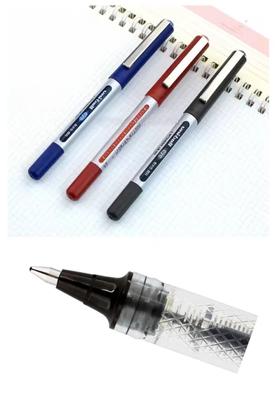 Mavi Siyah Kırmızı Pilot Kalem 3 Adet Uniball Eye Mikro 0.5 mm Roller Pilot Kalem Ub-150 Roller Uçlu Likit Mürekkepli - 4