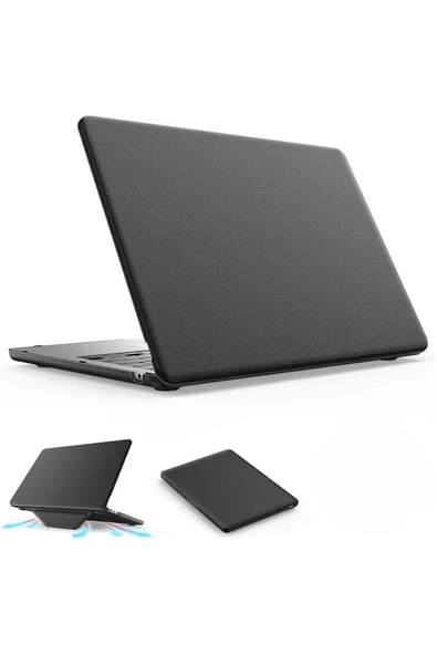 Macbook Air M2/M3 13.6 inç Uyumlu Standlı İnce Lüks Deri Koruyucu Kılıf - Resim 10