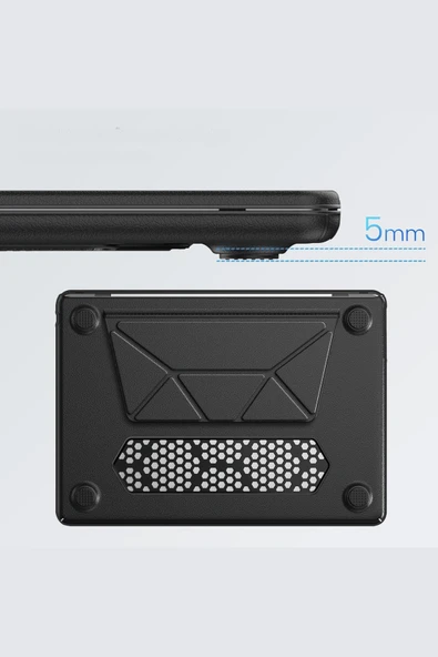 Macbook Air M2/M3 13.6 inç Uyumlu Standlı İnce Lüks Deri Koruyucu Kılıf - Resim 7