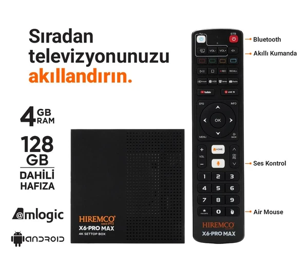 Hiremco X6 PRO MAX 128GB Android Box - 6