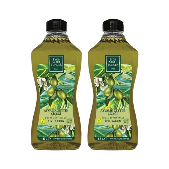 Ayvalık Zeytin Çiçeği 1,5lt Sıvı Sabun Doğal Zeytinyağlı x 2 Adet