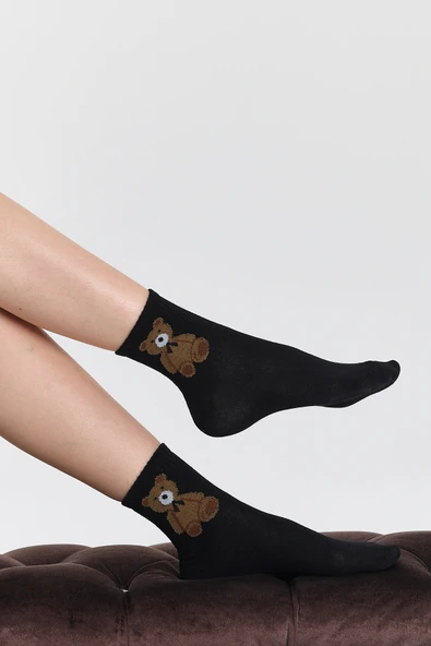 4'Çift Bear Star İşlemeli Kolej Çorap Seti - 6