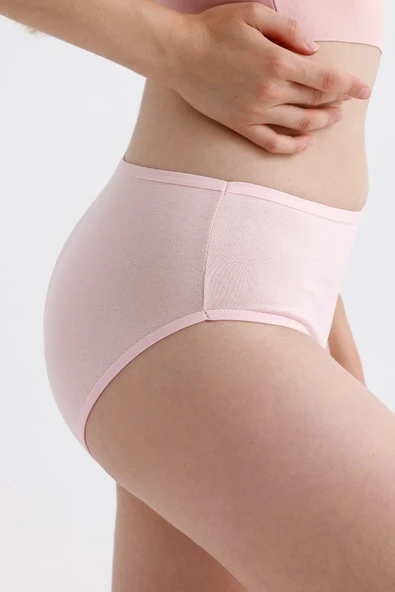 Yüksek Bel Pamuklu 12'Li Paket Bato Külot Pembe - 2