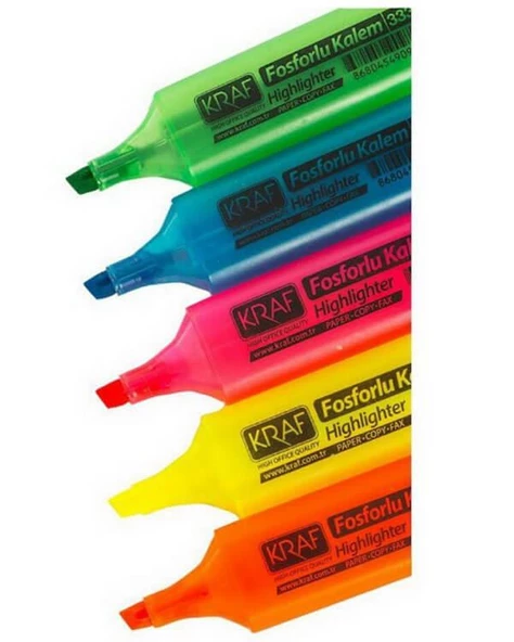 Kraf 5li Fosforlu İşaretleme Kalem Seti - 2