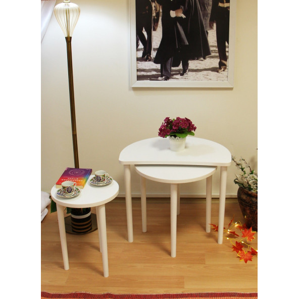 Tyche Zigon Sehpa 3 Lü MDF Üst Tabla - Ağaç Malzeme Ayak - 8