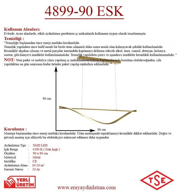 Eray Aydınlatma 4899-90 Eskitme Led Avize - 3