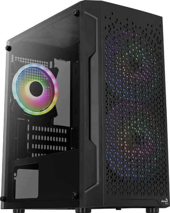 Aerocool Trinity Mini V2 3xFRGB Fanlı FRGB LED Fanlı Mesh Ön Panel Temperli Cam Yan Panel USB 3.0 mATX Bilgisayar Kasası (AE-TRI-V2)