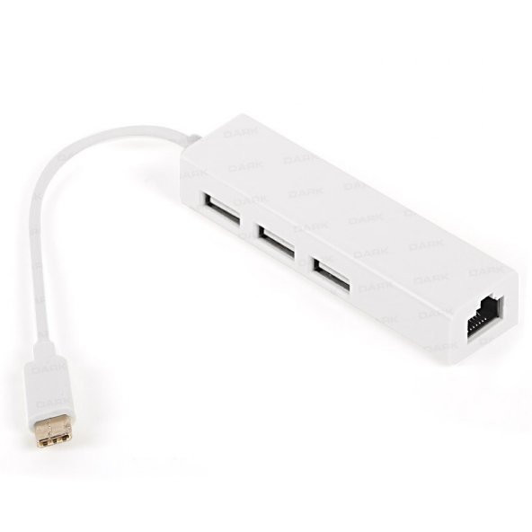 Dark USB Type C - 3x USB 2.0 HUB+ 10/100 LAN Dönüştürücü (DK-AC-U31X23L)
