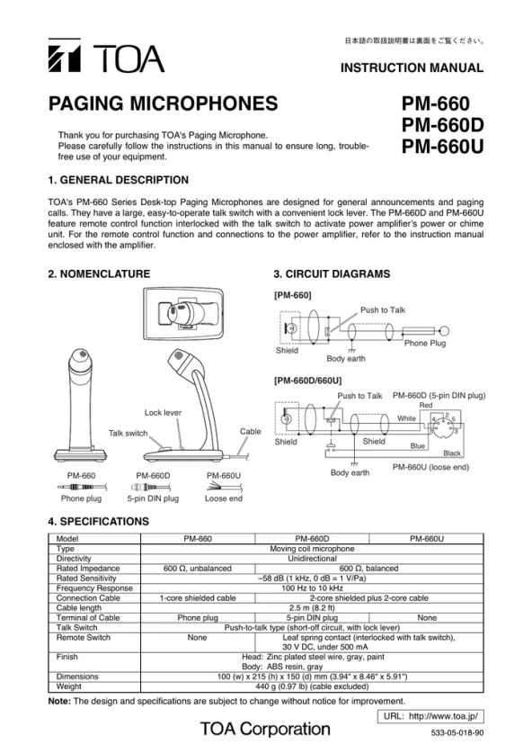 TOA PM660U Unidirectional Bas Konuş Anons Mikrofonu - Resim 3