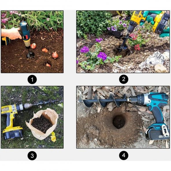 Bahçe Toprak Delici Universal Matkap Ucu Toprak Burgu Aparatı 20x7.5 - 8