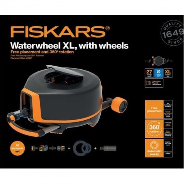 Fiskars 1025933 Tekerlekli Hortum Makarası Seti 20+7 mt - 4