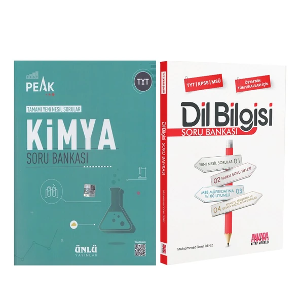 Ünlü Yayıncılık TYT Kimya Best Peak ve AKM Dil Bilgisi Soru Bankası Seti 2 Kitap