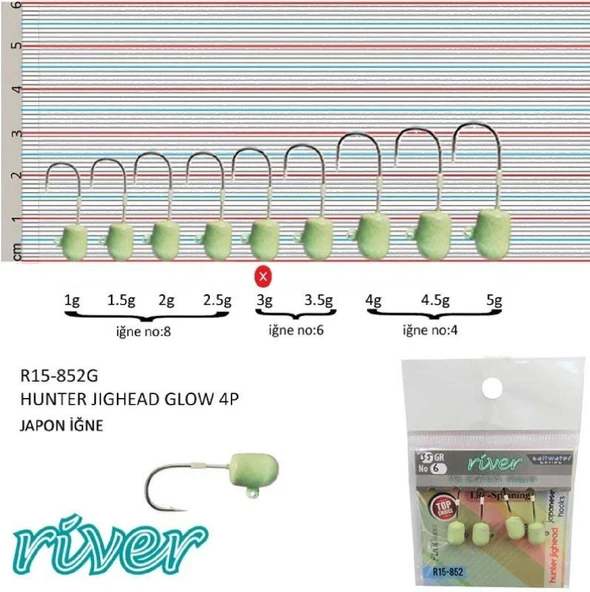 Glowlu Jighead River Hunter 4’Lü Paket 1,5Gr