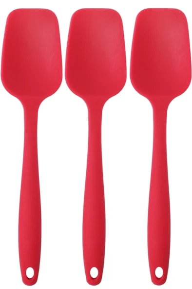 PinkRose Büyük Boy Kırmızı Silikon Düz Spatula
