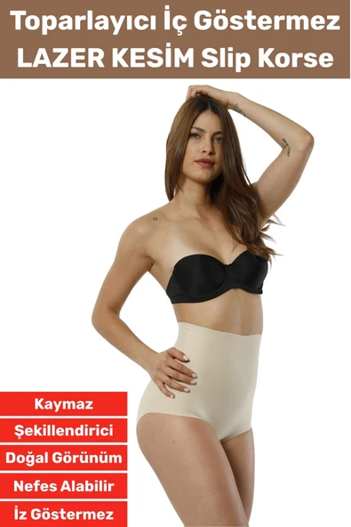 Özel Üretim İz İç Göstermez Kaymaz Sıkılaştırıcı Şekillendirici LAZER KESİM Slip Korse ürün görseli