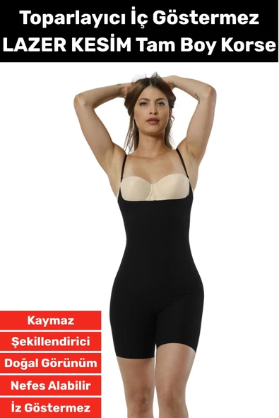 Özel Üretim İz İç Göstermez Kaymaz Sıkılaştırıcı Şekillendirici LAZER KESİM Tam Boy Korse ürün görseli