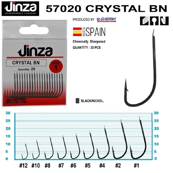 Jinza 57020 Crystal Bn Siyah Olta İğnesi 20’Li Paket No:1 - 2
