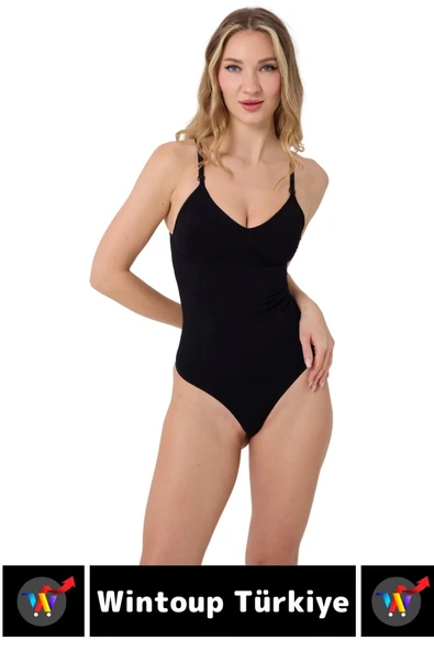 Özel Üretim İz İç Göstermez Kaymaz Sıkılaştırıcı Toparlayıcı Çıtçıtlı String Body Korse - 2