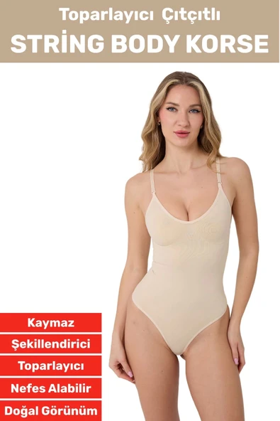 Özel Üretim İz İç Göstermez Kaymaz Sıkılaştırıcı Toparlayıcı Çıtçıtlı String Body Korse