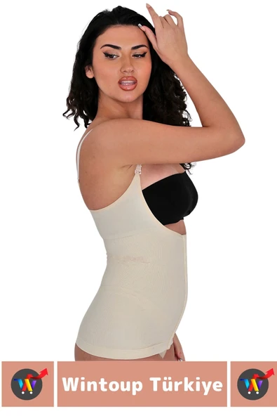 Özel Üretim Vücut Şekillendirici Beden Küçülten Toparlayıcı Gögüs Altı Ağraflı Askılı Bel Korse - Resim 2
