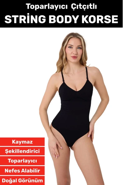 Özel Üretim İz İç Göstermez Kaymaz Sıkılaştırıcı Toparlayıcı Çıtçıtlı String Body Korse