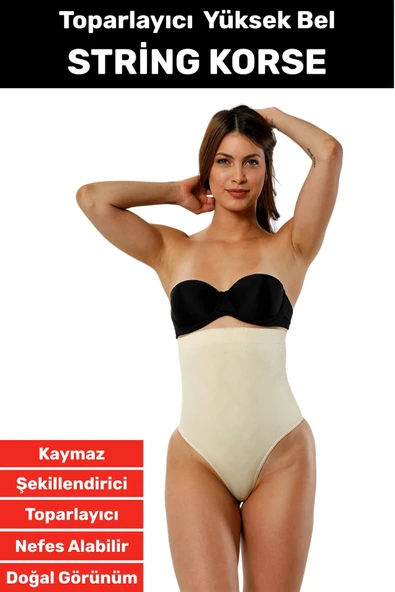 Özel Üretim İz İç Göstermez Kaymaz Sıkılaştırıcı Toparlayıcı Yüksek Bel String Korse ürün görseli