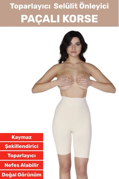 Özel Üretim İz İç Göstermez Kaymaz Sıkılaştırıcı Toparlayıcı Selülit Önlemeye Yardımcı Paçalı Korse ürün görseli