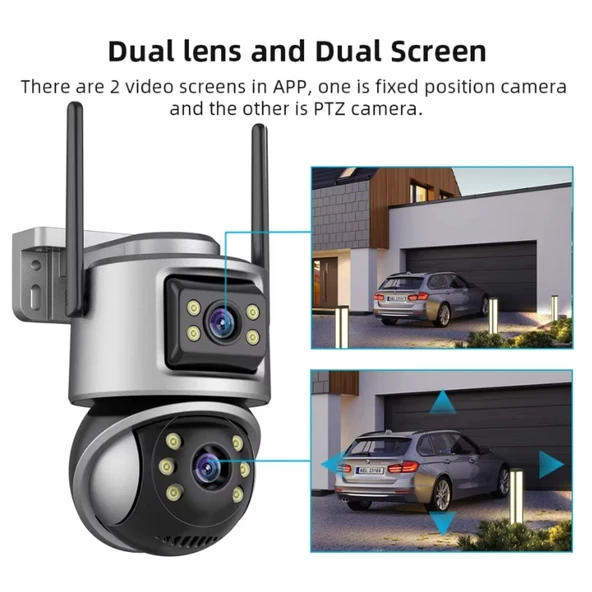 Ozmik  CMR61 8MP Wifi PTZ Dış Mekan Kamera  4K Çift Lens İki Yönlü Ses Video Gözetim - 5