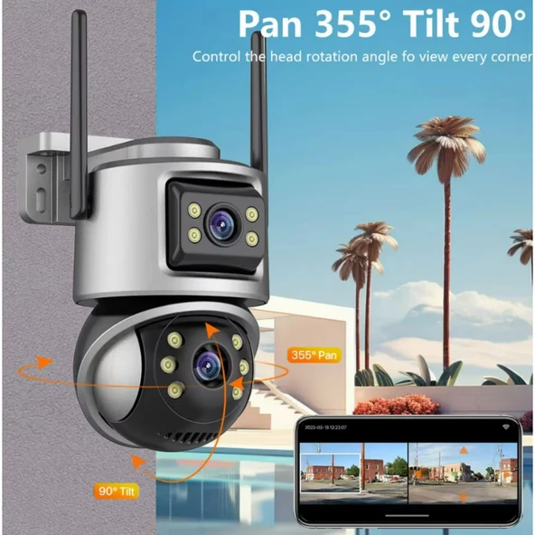 Ozmik  CMR61 8MP Wifi PTZ Dış Mekan Kamera  4K Çift Lens İki Yönlü Ses Video Gözetim - 6