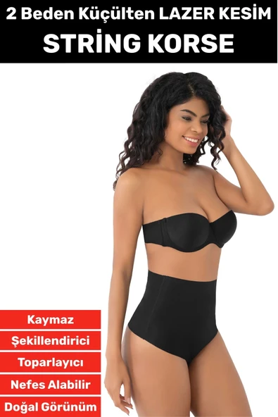 İz İç Göstermez Kaymaz Sıkılaştırıcı Toparlayıcı Vücut Şekillendirici LAZER KESİM String Korse ürün görseli