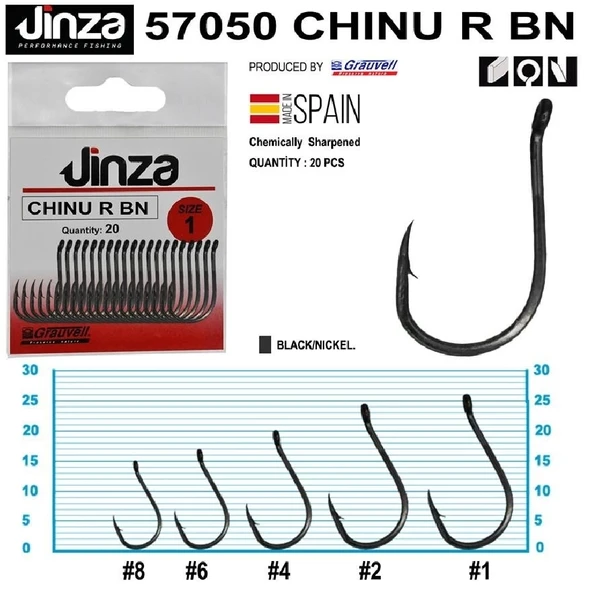 Jinza 57050 Chinu R Bn Siyah Olta İğnesi 20’Li Paket No:2 - 2
