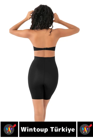 İz İç Göstermez Kaymaz Sıkılaştırıcı Vücut Şekillendirici LAZER KESİM Yüksek Bel Paçalı Korse - Resim 4