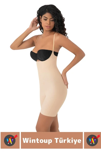 İz Göstermez Kaymaz Sıkılaştırıcı Toparlayıcı Vücut Şekillendirici LAZER KESİM Tam Boy Askılı Korse - Resim 3