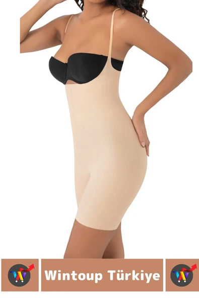 İz Göstermez Kaymaz Sıkılaştırıcı Toparlayıcı Vücut Şekillendirici LAZER KESİM Tam Boy Askılı Korse - Resim 4