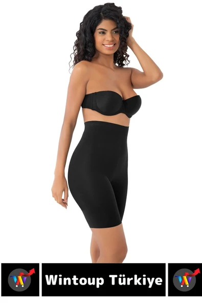 İz İç Göstermez Kaymaz Sıkılaştırıcı Vücut Şekillendirici LAZER KESİM Yüksek Bel Paçalı Korse - Resim 3