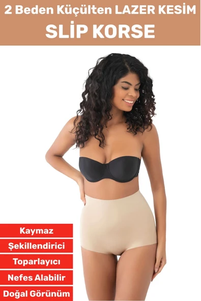 İz İç Göstermez Kaymaz Sıkılaştırıcı Toparlayıcı Vücut Şekillendirici LAZER KESİM Slip Korse ürün görseli