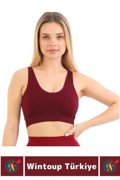 Göğüs Toparlayıcı Sarkma Önleyen Gündelik Spor Kullanım Şık Kalın Askılı Fitilli Crop Büstiyer - 2