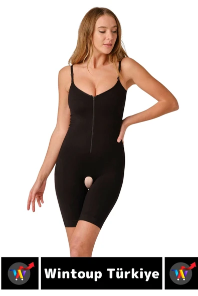 Özel Üretim Vücut Şekillendirici Beden Küçülten Toparlayıcı Fermuarlı Tam Boy Korse - Resim 2