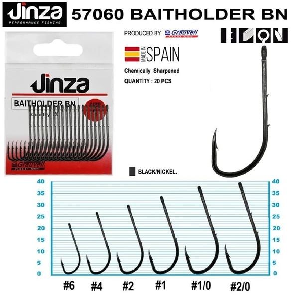 Jinza 57060 Baitholder Bn Siyah Çift Tırnak İğne 20’Li Paket No:1 - 2