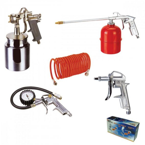 Max-Extra Kompresör Tabanca Hortum 5'li Alet Aksesuar Seti