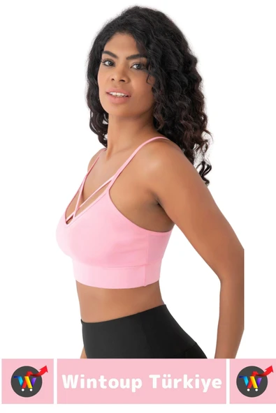 Göğüs Toparlayan Sarkma Önleyen Spor Gündelik Kullanım Şık Ön Çapraz Askı Detay Micro Crop Büstiyer - 2