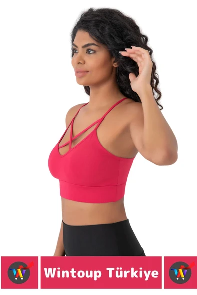 Göğüs Toparlayan Sarkma Önleyen Spor Gündelik Kullanım Şık Ön Çapraz Askı Detay Micro Crop Büstiyer - 2