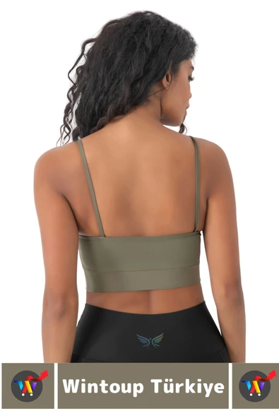 Göğüs Toparlayan Sarkma Önleyen Spor Gündelik Kullanım Şık Ön Çapraz Askı Detay Micro Crop Büstiyer - Resim 3