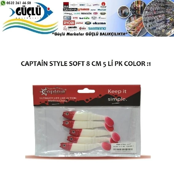 Levrek Turna Silikonu Captaın Style Soft 8 Cm 5’Li Pk Renk :1 ürün görseli